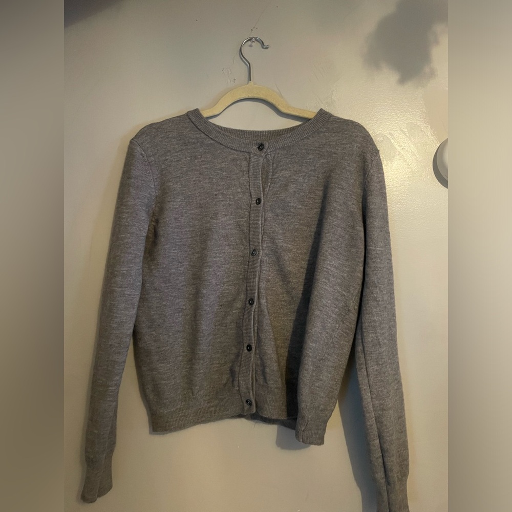 Gray button up cardigan